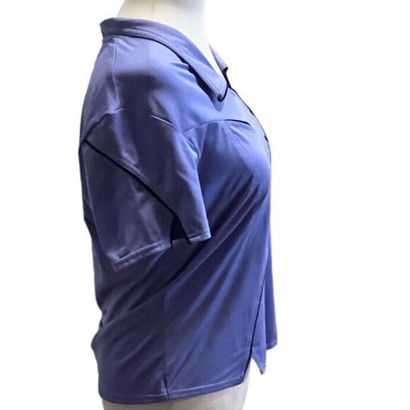 Jamie Sadock Top Womens S Purple With Black Golf Short Sleeve V Neck Polo Shirt - Picture 3 of 7